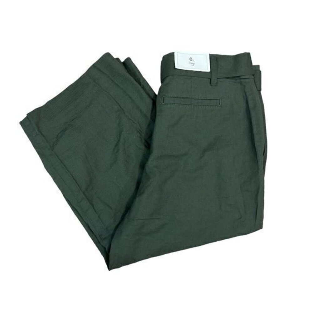 NEW Gap Womens Size 0R Wide Leg Belted Capri Pants Olive Green‎ 100% Cotton - Picture 4 of 10